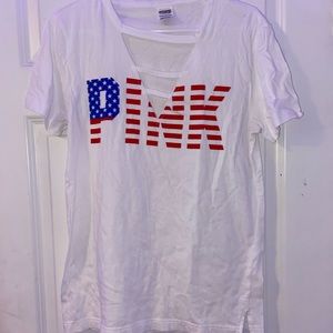 PINK 4th of july v neck